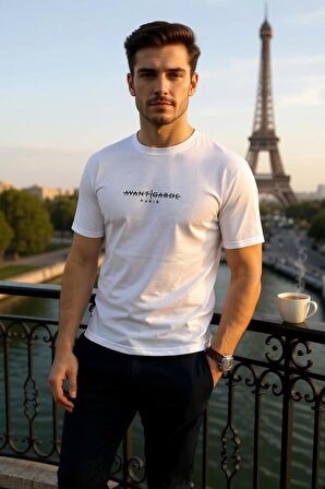 Erkek  Slim Fit Enjeksiyon Baskılı Pamuklu T-Shirt