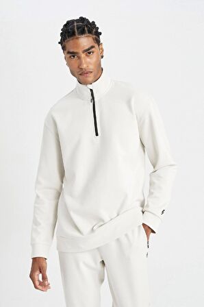 DeFactoFit Standart Fit Dik Yaka Fermuarlı Sporcu Sweatshirt D2022AX24AUBG721