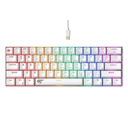 Havit Gamenote KB903L %60 Mekanik Blended Aydınlatma Oyuncu Klavyesi - 61 Tuş - Beyaz