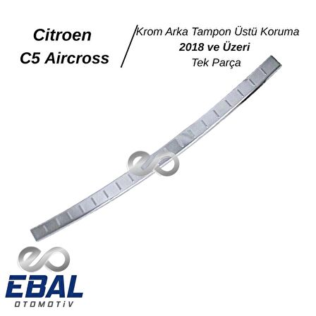 Citroen C5 Aircross Krom Arka Tampon Üstü Koruma 2018> Paslanmaz Çelik