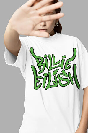 Billie Eilish Baskılı Unisex Oversize Tasarım Şarkıcı Tişört