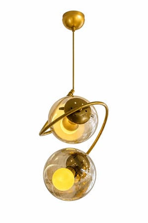 Modern Gold 2’li Cam Küre Sarkıt Avize Bal Camlı E27 Duylu Ampulsüz