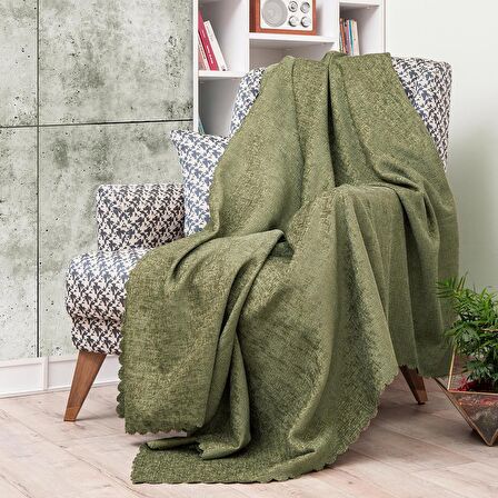 Latuda - Şönil Jakarlı Desen Kaymaz Çekyat Örtüsü ve Koltuk Şalı