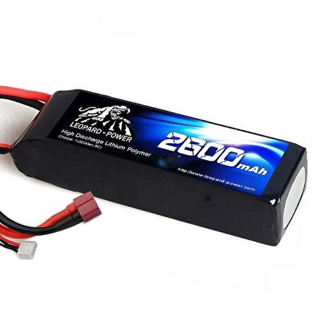 Leopard Power 2600 mAh 11.1V 3S 25C Lityum Polimer Lipo Batarya Pil T Plug