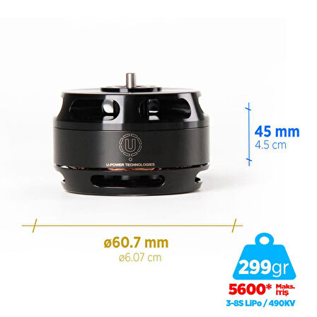 T-Motor U Power Type U U7 V2.0 490KV Brushless Fırçasız UAV Motor Multikopter Multi-rotor Quadcopter Hexacopter Drone Motoru