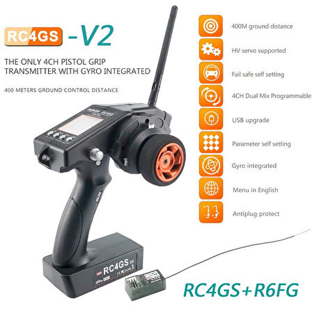 Radiolink RC4GS V3 2.4Ghz 5 Kanal Uzaktan Kumanda Radio Kontrol +6 Kanal R6FG Gyro Alıcı (400 Metre Kontrol Mesafesi)