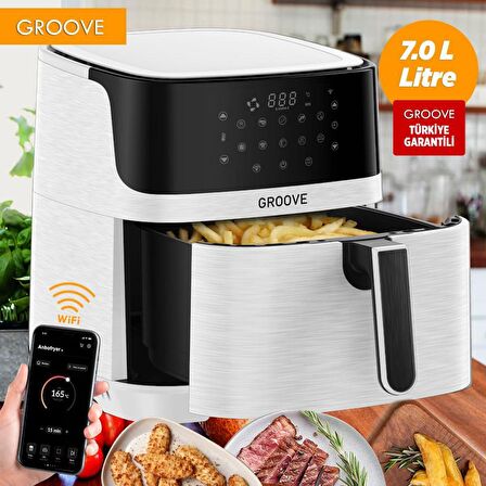 Groove Max XXL 7L 1800W WiFi Smart Airfryer Air Fryer Yağsız Sıcak Hava Fritözü Beyaz