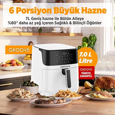 Groove Max XXL 7L 1800W WiFi Smart Airfryer Air Fryer Yağsız Sıcak Hava Fritözü Beyaz