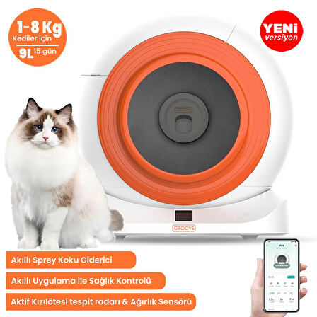 Groove Q-Clean Wi-Fi Otomatik Akıllı Kedi Tuvaleti Turuncu (Ultra Sessiz+Akıllı Sprey Koku Giderici+APP Kontrol+Akıllı Sensör)