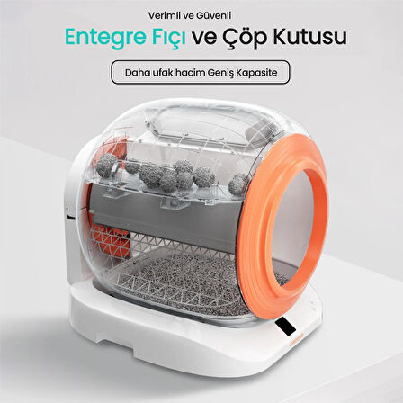 Groove Q-Clean Wi-Fi Otomatik Akıllı Kedi Tuvaleti Turuncu (Ultra Sessiz+Akıllı Sprey Koku Giderici+APP Kontrol+Akıllı Sensör)
