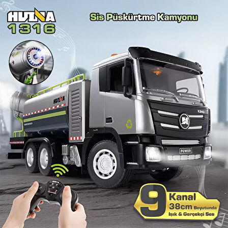HUINA 1316 1/18 RC Sis Püskürtme Kamyonu İş Makinesi Uzaktan Kumandalı RC Model - 2.4Ghz Gerçekçi Similasyon Ses ve Işık Sistemi