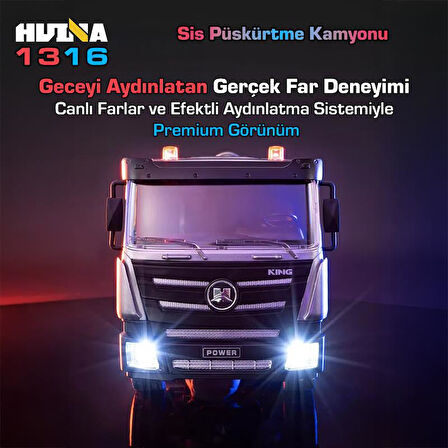 HUINA 1316 1/18 RC Sis Püskürtme Kamyonu İş Makinesi Uzaktan Kumandalı RC Model - 2.4Ghz Gerçekçi Similasyon Ses ve Işık Sistemi