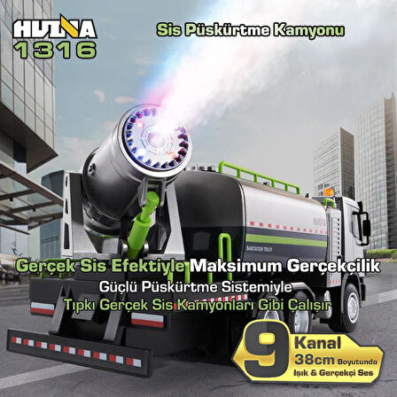 HUINA 1316 1/18 RC Sis Püskürtme Kamyonu İş Makinesi Uzaktan Kumandalı RC Model - 2.4Ghz Gerçekçi Similasyon Ses ve Işık Sistemi