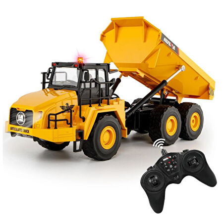 HUINA 1553 1/24 Yüksek Kalite 11CH RC Model Damperli Kamyon Uzaktan Kumandalı Çok Fonksiyonlu İş Makinesi -2.4G Sesli&Işıklı