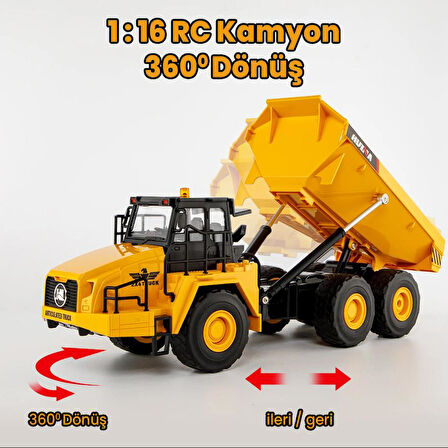 HUINA 1553 1/24 Yüksek Kalite 11CH RC Model Damperli Kamyon Uzaktan Kumandalı Çok Fonksiyonlu İş Makinesi -2.4G Sesli&Işıklı
