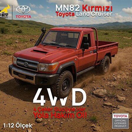 MN Model MN82 1/12 Toyota Land Cruiser LC79 4WD RC Model Crawler Offroad Uzaktan Kumandalı Araba Truck RTR Lisanslı Kırmızı+Dahili Işık Seti