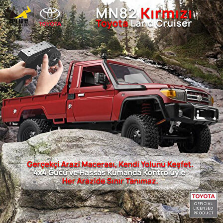 MN Model MN82 1/12 Toyota Land Cruiser LC79 4WD RC Model Crawler Offroad Uzaktan Kumandalı Araba Truck RTR Lisanslı Kırmızı+Dahili Işık Seti