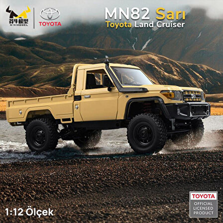 MN Model MN82 1/12 Toyota Land Cruiser LC79 4WD RC Model Crawler Offroad Uzaktan Kumandalı Araba Truck RTR Lisanslı Sarı+Dahili Işık Seti