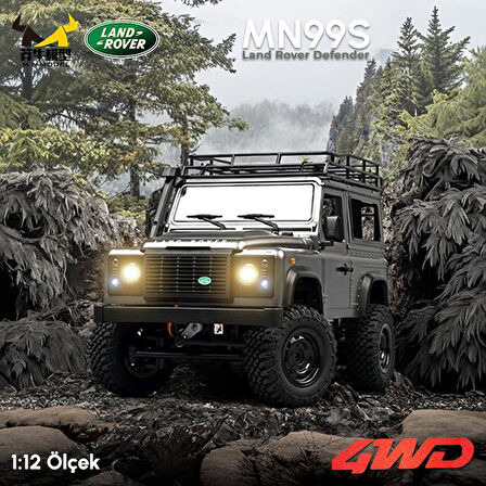 MN Model MN99S V2 1/12 Land Rover Defender 4WD RC Model Crawler Offroad Uzaktan Kumandalı Araba Truck RTR Lisanslı Gümüş+Dahili Işık Seti MN-99S V2