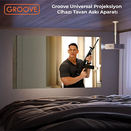 Vankyo Groove 30-60CM Alüminyum Projeksiyon Cihazı Tavan Askı Aparatı Duvar Bağlantı Aparatı Universal Projector Beyaz (360° Dönebilen Tripod Yuvalı)