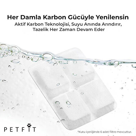 Petfit Aqua Flow 4L Akıllı Otomatik Kedi Köpek Su Pınarı Su Çeşmesi Su Şelalesi İçin Filtre (6 Adet)