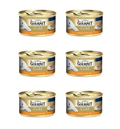 Gourmet Gold Hindi Etli Yetişkin Kıyılmış Kedi Konservesi 6x85 Gr