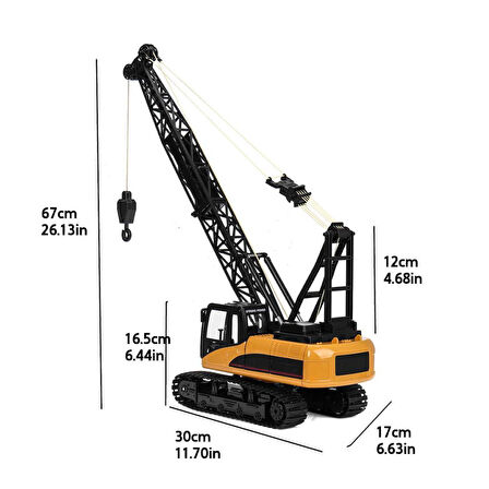 HUINA 1572 1/14 15 Kanal Yüksek Kalite RC Model Ekskavatör Paletli Vinç Uzaktan Kumandalı Metal İş Makinası - 2.4G Full Fonksiyon Sesli ve Işıklı