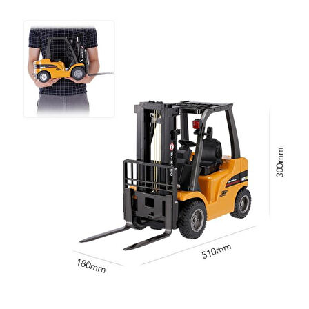 HUINA 1577 1/10 Yüksek Kalite RC Model Forklift Vinç Uzaktan Kumandalı Metal İş Makinası - 2.4G 8 Kanal Full Fonksiyon Sesli ve Işıklı