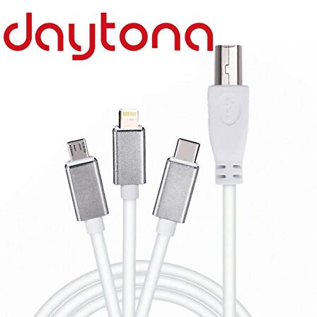 Daytona ADS-501 3ın1 USB B To Micro-Lightning-Type-C Telefon Bilgisayar Tablet Için Piyano Mıdı Org Elektrikli Piyano Konnektörü Çevirici Otg Kablo
