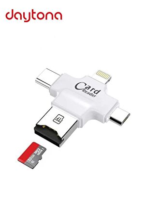 Daytona HC05 Ios Apple Android Type-C Lightning Usb-A Microsd Tf Kart Okuyucu