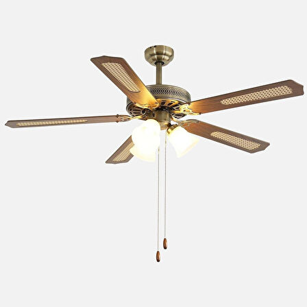 Dlc Karayel 132cm Bakır Motor 3 Lambalı Tavan Vantilatörü Ahşap