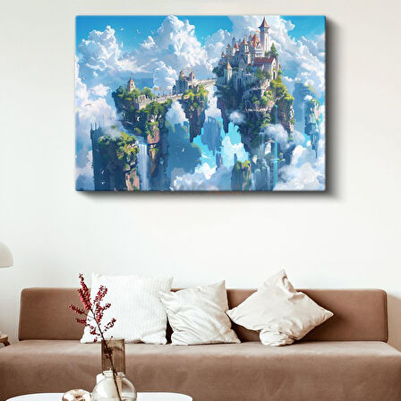 Bulut Şatosu - Mavi Gökyüzü Anime Kanvas Tablo