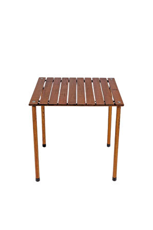 Bag The Joy Ahşap Katlanır Masa Sandalye Seti Kahverengi Iskelet Kırmızı Kılıf -60x60x55 Masa