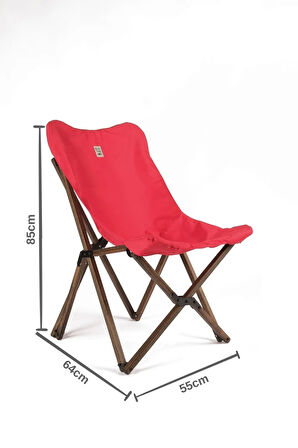Bag The Joy Ahşap Katlanır Masa Sandalye Seti Antrasit Iskelet Kırmızı Kılıf -50x50x50 Masa