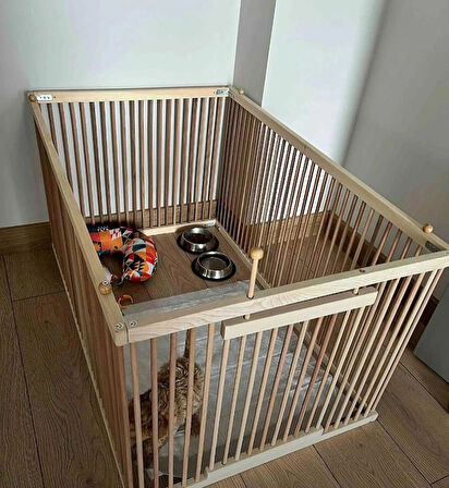 Reyo Ahşap Köpek Çiti 100x60x70 Cm Köpek Oyun Alanı, Evcil Hayvan Oyun Alanı, Köpek Çiti, Tavşan Çiti