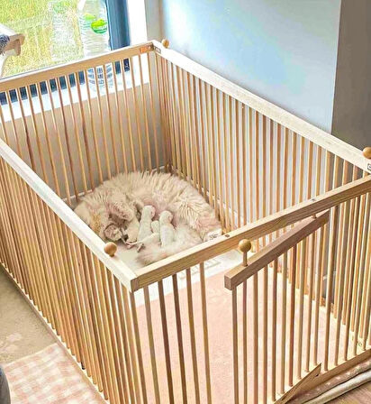 Reyo Ahşap Köpek Çiti 100x60x70 Cm Köpek Oyun Alanı, Evcil Hayvan Oyun Alanı, Köpek Çiti, Tavşan Çiti