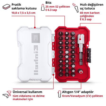 Orijinal Einhell XS-CASE 32 parça uç seti - 49118693