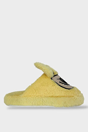 Sevimli Tavşan Figürlü Sıcak Tutan Kışlık Kadın Ev Terliği SARI