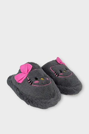 HelloKitty Figürlü Sıcak Tutan Kışlık Kadın Ev Terliği FÜME - PEMBE