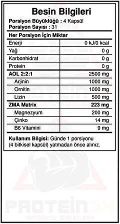 Bigjoy Sports Arjinin, Ornitine, Lizin, Zma Aolbig Zma 124 Kapsül 