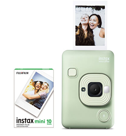 Fujifilm Instax Mini LiPlay Hybrid Matcha Green Fotoğraf Makinesi ve 10'lu Film Seti