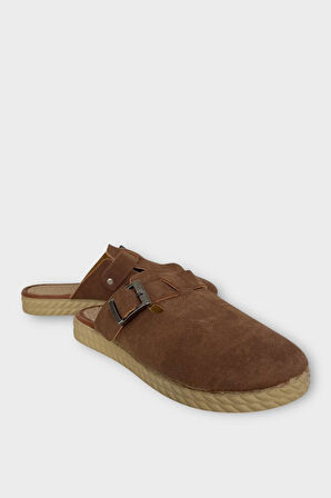 Kemerli Tokalı Nubuk Kadın Ev Terliği TABA