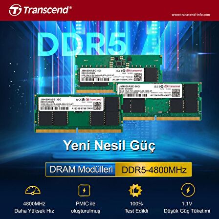 Transcend JM4800ASG-8G 8GB DDR5 4800Mhz CL40 1.1V Notebook Ram