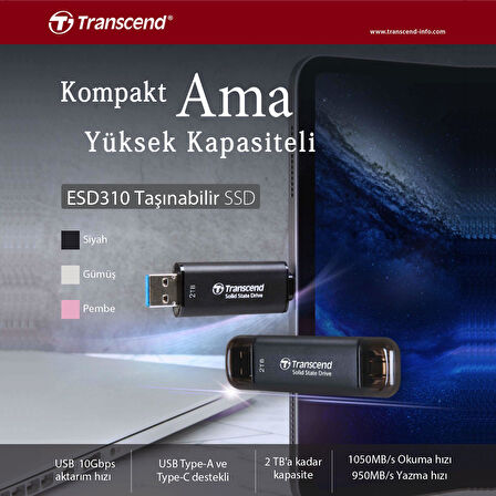 Transcend TS1TESD310P 1TB USB/Type-C 10Gbps Taşınabilir Harici SSD - Pembe
