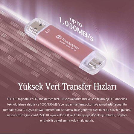 Transcend TS1TESD310P 1TB USB/Type-C 10Gbps Taşınabilir Harici SSD - Pembe