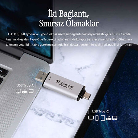 Transcend TS1TESD310P 1TB USB/Type-C 10Gbps Taşınabilir Harici SSD - Pembe