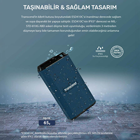 Transcend TS1TESD410C 1TB USB/Type-C 20Gbps 2000/2000MB/s Taşınabilir Harici SSD