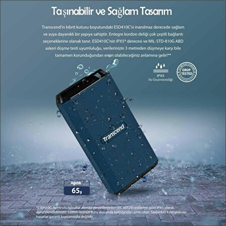Transcend TS2TESD410C 2TB, USB/Type-C 20Gbps, Okuma/Yazma Hızı 2000 MB/s Taşınabilir Harici SSD