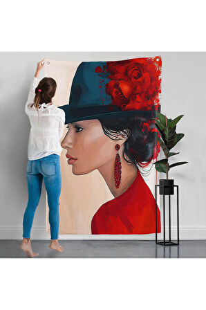 Güzel Retro Kadın Duvar Örtüsü-7605