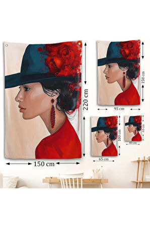 Güzel Retro Kadın Duvar Örtüsü-7605